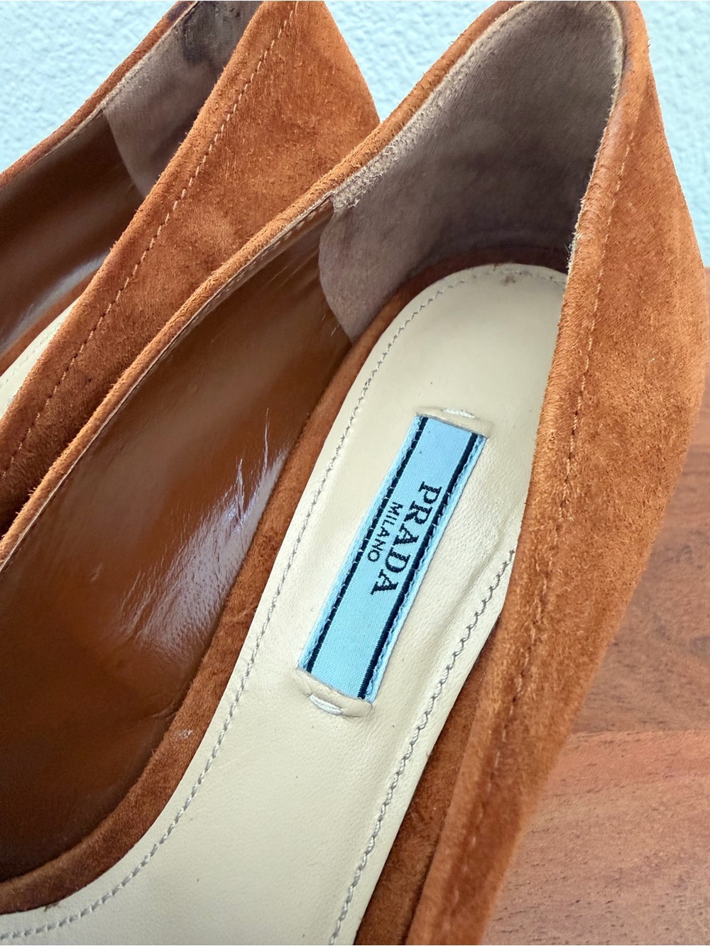 Prada Rust Brown Suede Fringe Loafers with Silver Floral Buckle - Picture 5 of 6